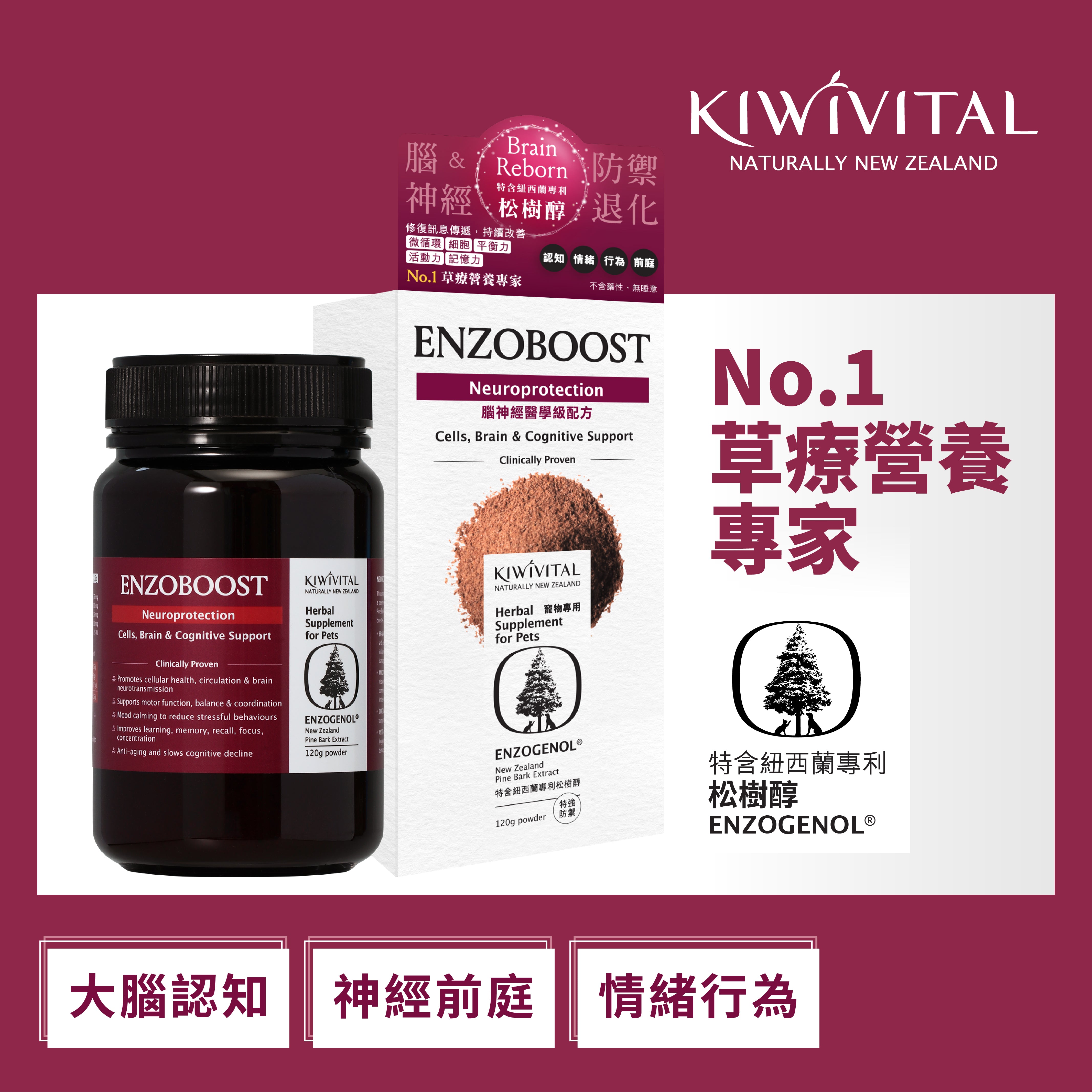 Kiwivital® EnzoBoost 醫學級腦神經草療配方 (粉劑)120g